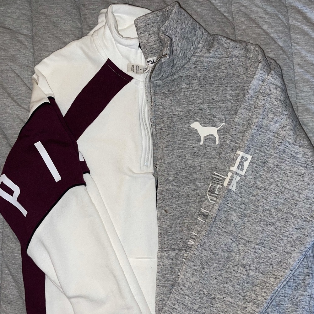 2 PINK quarter zip sweatshirts